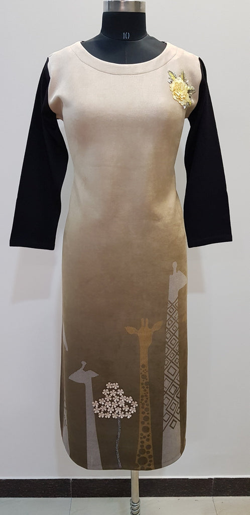 Embroidered Woollen Kurti - W00212 - ALL MY WISH
