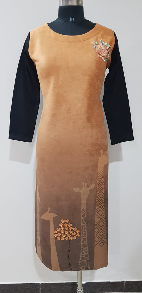 Embroidered Woollen Kurti - W00220 - ALL MY WISH
