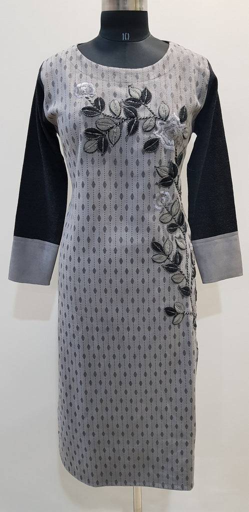 Embroidered Woollen Kurti - W00245 - ALL MY WISH