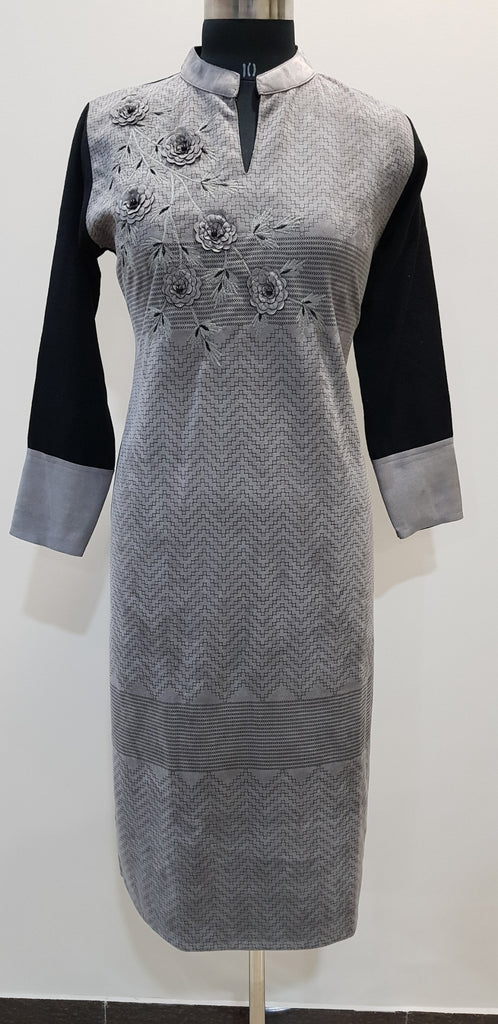 Embroidered Woollen Kurti - W00248 - ALL MY WISH