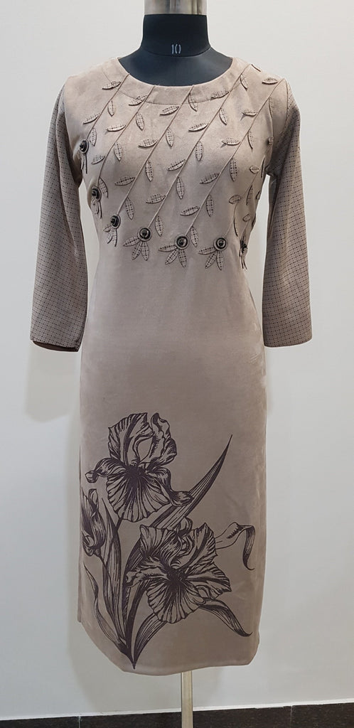 Embroidered Woollen Kurti - W00250 - ALL MY WISH