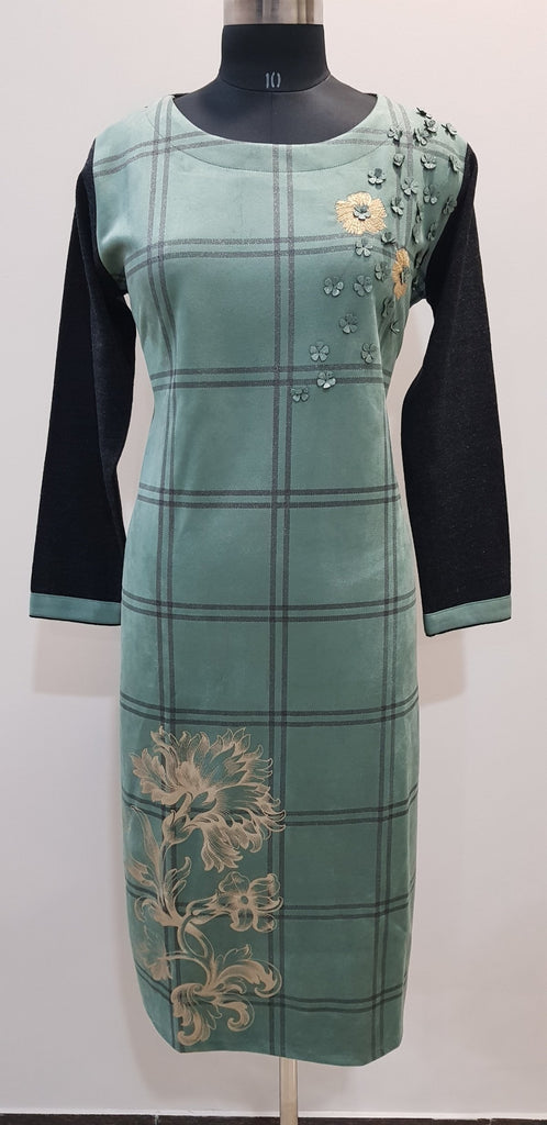 Embroidered Woollen Kurti - W00254 - ALL MY WISH