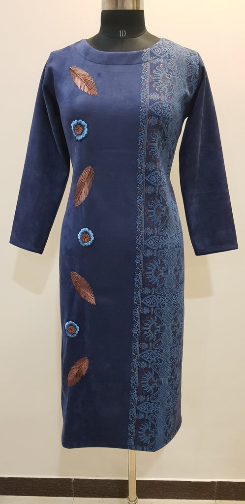 Embroidered Woollen Kurti - W00257 - ALL MY WISH