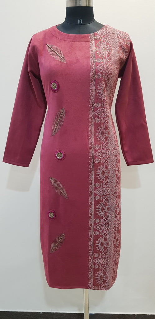 Embroidered Woollen Kurti - W00260 - ALL MY WISH